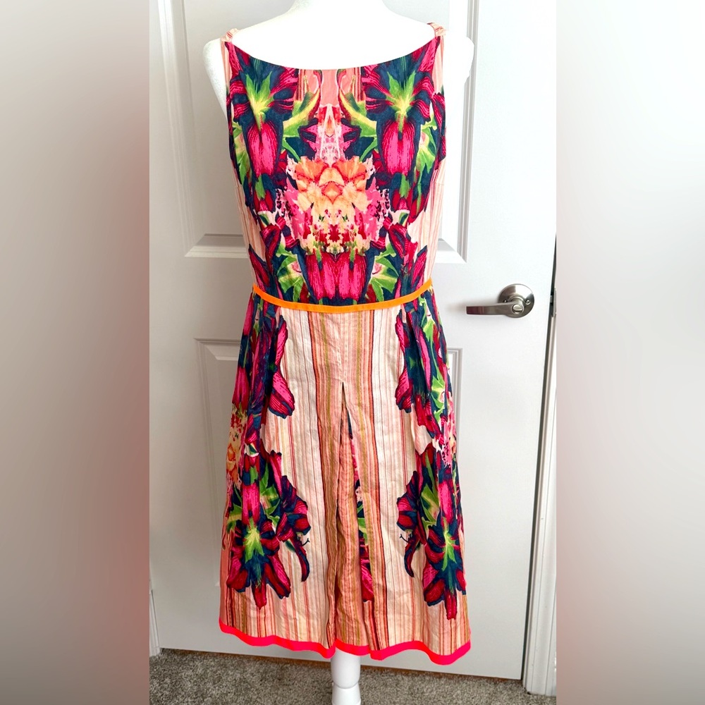 T Tahari Multicolor Floral Sleeveless Fit-and-Flare Dress